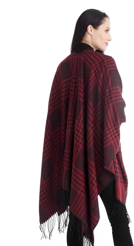 Miniatura 36 de Poncho chal para mujer, suéteres suaves y cálidos para mujer, parte delantera abierta, poncho de viaje para otoño, invierno y primavera