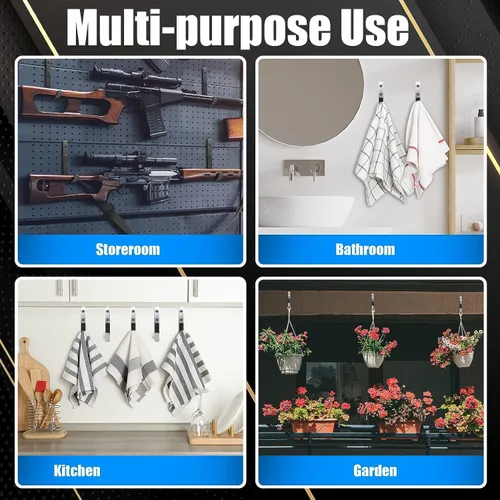 Miniatura 5 de Paquete de 6 ganchos de montaje en pared para rifles de almacenamiento, rifles de escopeta, arco de tiro con arco con acolchado suave y acero