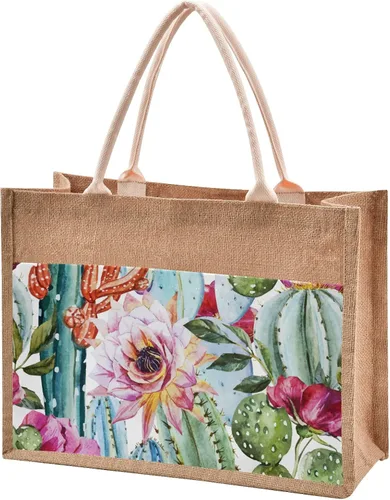 Miniatura 38 de CaTaKu Divertida bolsa de yute con asas y cremallera para gatos, bolsa de arpillera reutilizable con bolsillo frontal de lona, regalo para bodas, 12