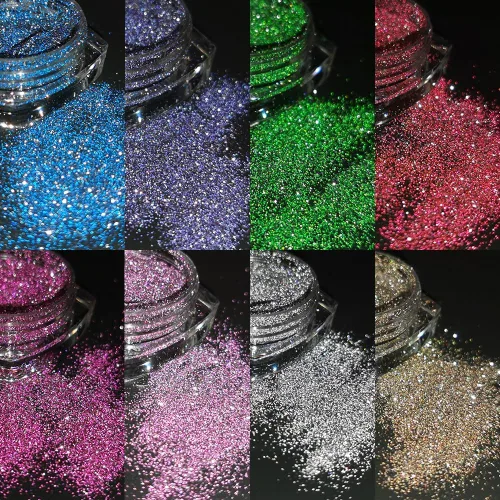 Miniatura 4 de Juego de polvo de purpurina reflectante, 8 colores de purpurina de diamante para uñas, polvo de purpurina suelto plateado, rosa, morado, verde