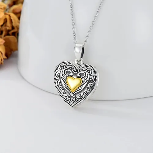Miniatura 2 de Medallón de fotos con forma de corazón que sostiene 2 imágenes, collar con medallón en forma de corazón, joyería conmemorativa, regalo para mujeres