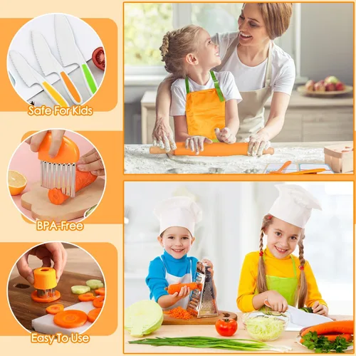 Miniatura 3 de Juegos de Cocina para Niños Reales, Juego de Cocina y Horneado para Niños con Estuche de Almacenamiento y Temporizador, Cuchillos Seguros