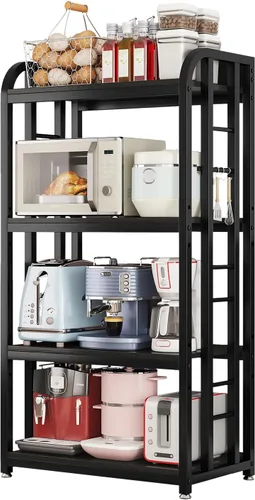 Miniatura 8 de Estante para panaderos de 4 niveles con altura ajustable, estante grande para hornear de cocina con estantes, soporte industrial para microondas