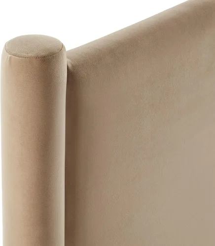 Miniatura 7 de Modway Rael Queen - Cabecera tapizada con pilares en color gris pardo - Cabecera de terciopelo resistente a las manchas para camas tamaño Queen Topo