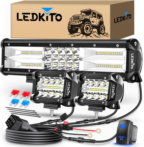 Miniatura 11 de Barra de luz LED de 12 pulgadas, 120 W, 30000 lm, luz LED para todoterreno, luces antiniebla de conducción, luces de trabajo, combo de haz puntual e