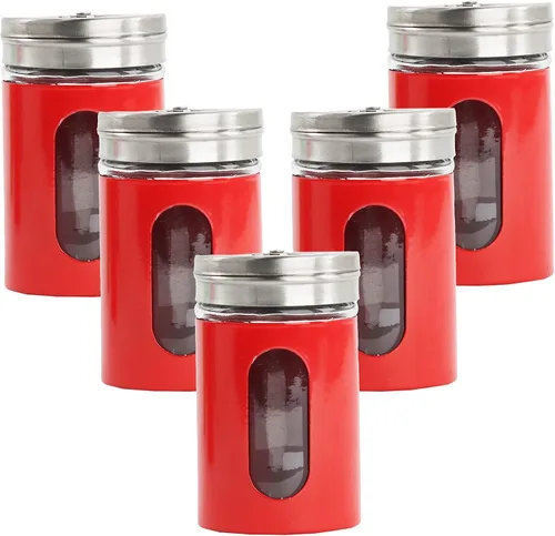 Miniatura 6 de Aqua Salt Pepper Shakers - Tarros de especias retro, juego de 5