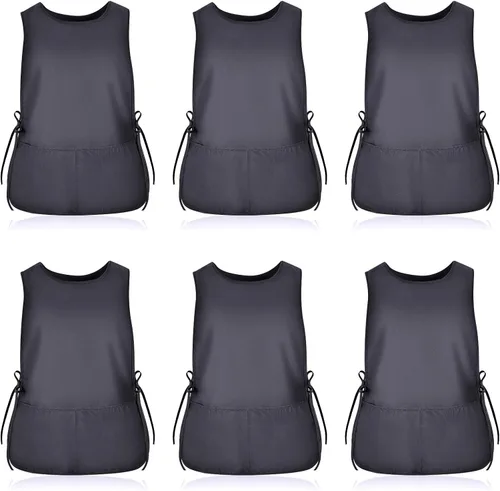 Miniatura 28 de TFTAFAN Delantal Cobbler Unisex Impermeable Delantal con 2 Bolsillos Profundos Art Smock para Pintar Limpieza Artiest Delantal Trabajo Cocina Gris