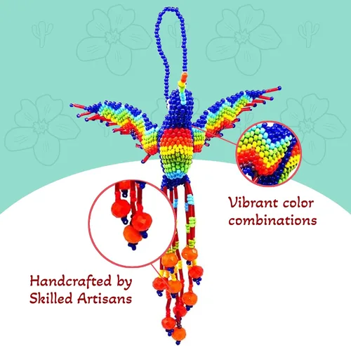 Miniatura 4 de Mia Jewel Shop - Figurina colgante decorativa de colibrí Figuras de pájaros para decoración del hogar Adorno de vidrio checo con cuentas