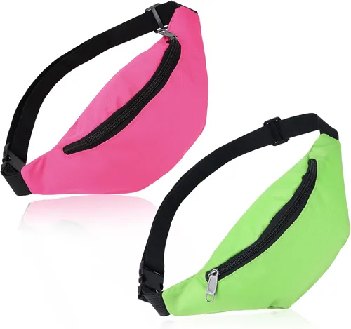 FRIUSATE Riñonera de neón de los años 80 y 90, bolsa de cintura ligera ajustable para viajes, correr, ciclismo, entrenamiento, fiesta rave,