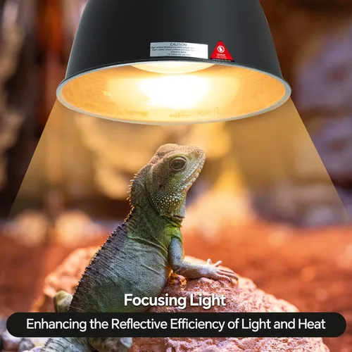 Miniatura 5 de Lámpara de reptil, lámpara de calor de reptiles de cúpula profunda de 8.1 pulgadas con interruptor, lámpara de terrario UVB para terrario UVB