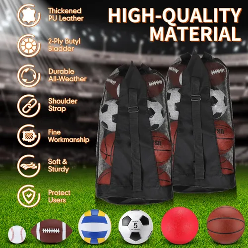 Miniatura 3 de Liliful Juego de 36 pelotas deportivas surtidas a granel para fútbol, fútbol, patio, baloncesto, voleibol, béisbol con bolsa de equipo para niños