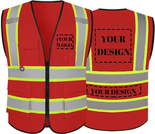 Miniatura 8 de Chaleco de seguridad reflectante de alta visibilidad con 5 bolsillos y cremallera clase 2 para adultos, unisex, ropa de trabajo de seguridad