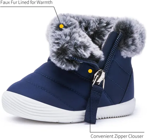 Miniatura 2 de BMCiTYBM Botas de nieve impermeables para bebé niño y niña, botines cálidos de invierno, antideslizantes, ligeros, zapatos al aire libre
