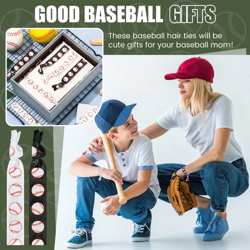Miniatura 5 de Hanaive 20 ligas elásticas para el pelo de béisbol, pulseras sin arrugas, accesorios para mujeres