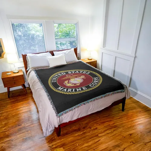 Miniatura 3 de Pure Country Weavers US Marine Corps - Manta con emblema, tapiz militar de regalo, tejido de algodón, fabricado en los Estados Unidos