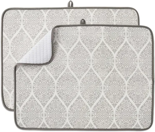Miniatura 16 de Paquete de 2 tapetes de secado de platos para encimera de cocina, absorbentes, tapetes escurridor de platos de microfibra, almohadilla de secado