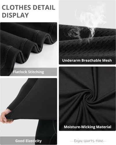 Miniatura 4 de Runhit Camisas de compresión para hombre de manga larga fresca y seca atlética, camisetas de entrenamiento para pesca y sol, mallas térmicas