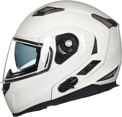 Miniatura 11 de ILM - Casco de motocicleta modular con visera solar abatible, Bluetooth integrado, intercomunicador, Mp3 Modelo 953/953 PRO Rojo