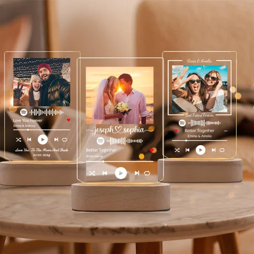 Miniatura 6 de Placas de música escaneables de acrílico personalizadas, marco de fotos, marco de fotos, regalos para ella, él, esposa, marido, amante, cubierta