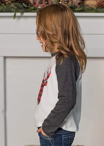 Miniatura 6 de Trajes de Navidad mamá y mí moda ciervos impresión de manga larga camiseta blusa tops a juego trajes familiares