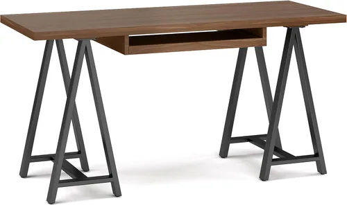 Miniatura 18 de Simpli Home - Sawhorse - Mesa de centro, color castaño oscuro., Pino, Distressed Grey