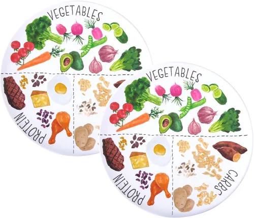 Placa de control de porciones de 10 pulgadas para una alimentación equilibrada, plato de nutrición saludable para adultos y adolescentes, Paquete de