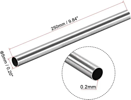 Miniatura 2 de uxcell Tubo recto inconsútil de la longitud del grueso 820.2 ft m de la pared del OD 0.7 ft m de la tubería redonda del acero inoxidable 304 16.4 ft