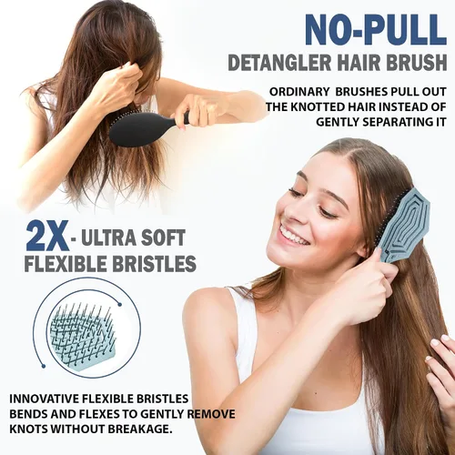 Miniatura 2 de Fiora Naturals Cepillo desenredante para el cabello, cepillo desenredante 100% ecológico con cerdas ultrasuaves, se desliza a través de los enredos