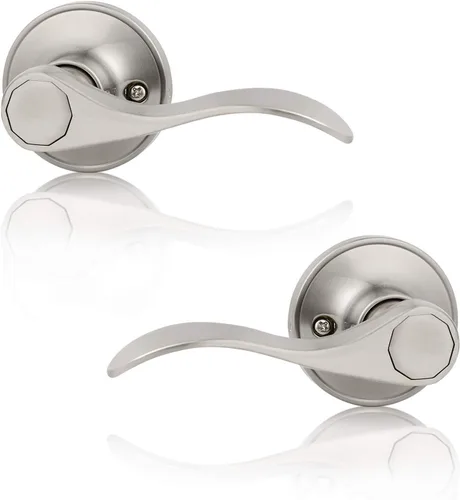 Miniatura 9 de Probrico - Paquete de 2 manijas de puerta decorativas para puertas con apertura a la izquierda y derecha, estilo ondulado, con acabado de níquel