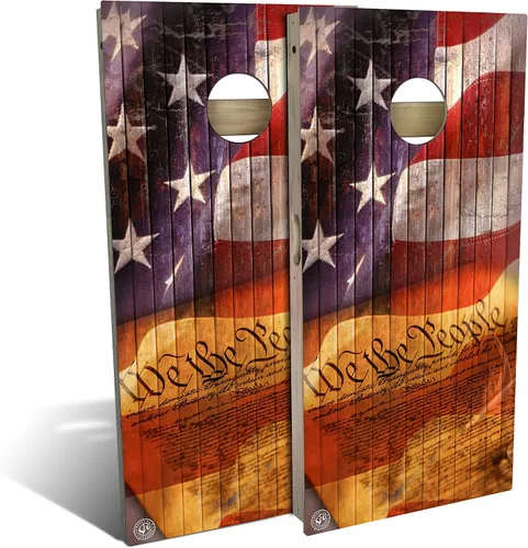 Miniatura 9 de Slick Woody's Tablas de Cornhole de grado profesional – Juego patriótico de lanzamiento de madera maciza de grano de madera maciza de 4 x 2 pies