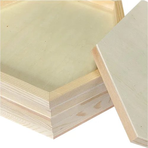 Miniatura 5 de Paneles de madera sin terminar para pintar, tableros con marco hexagonal de madera en blanco para manualidades y vertido de arte