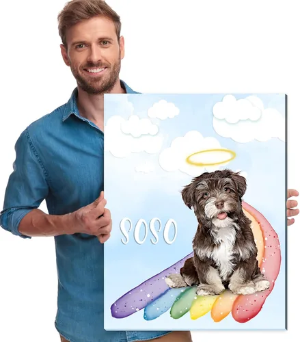 Miniatura 23 de Artsadd Impresión conmemorativa personalizada de retrato de mascotas, regalos artísticos hechos en Estados Unidos, lienzo de memoria personalizado