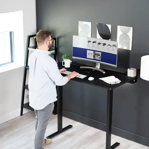 Miniatura 8 de VIVO Mesa universal de 60 x 30 pulgadas con bandejas de cables ocultas integradas para estándares y marcos de escritorio para sentarse a estar