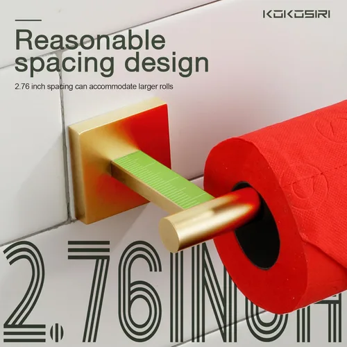 Miniatura 4 de KOKOSIRI Soporte de papel higiénico Dispensador de papel tisú para baño Portarrollos de baño Acero inoxidable dorado cepillado B2005BG Oro cepillado