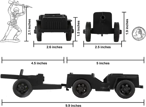 Miniatura 2 de TimMee Combat Patrol Willys & Artillery - Juego negro de 4 piezas fabricado en Estados Unidos