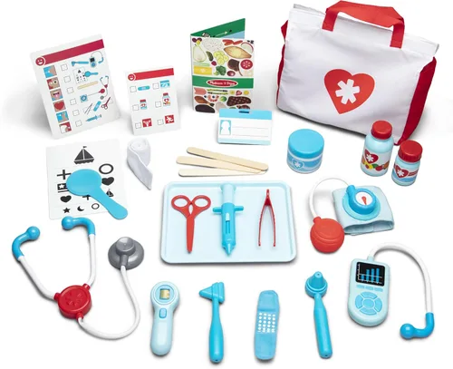 Melissa & Doug Kit Get Well Doctor de 25 piezas, juego de doctor para niños pequeños, juguetes realistas y accesorios, juguetes preescolares para
