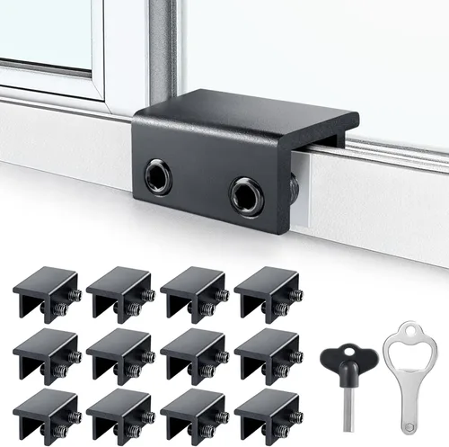 Miniatura 12 de ZRFCXE Cerraduras para Ventanas, Paquete de 8 Cerraduras de Ventana Corrediza con Llave para Puertas de Ventanas Corredizas Verticales y Negro