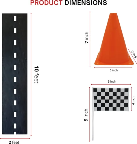 Miniatura 6 de 4E's Novelty Juego de 38 piezas – 12 conos de tráfico con agujero en la parte superior, 24 banderas a cuadros, corredor de suelo – para suministros