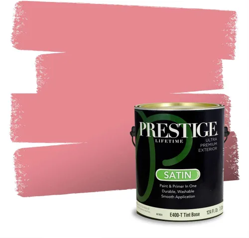 Miniatura 282 de Prestige Paints Pintura exterior e imprimación en uno, 1 galón, plano, coincidencia comparable de Valspar* Amber Rose*