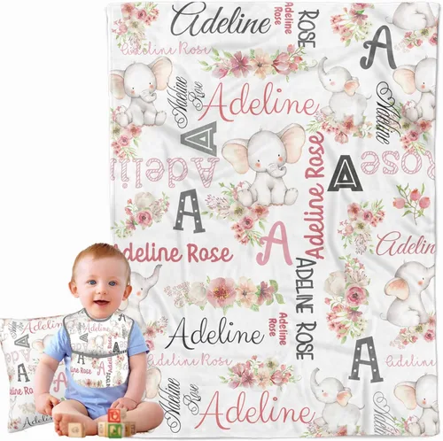 Miniatura 8 de Manta de bebé personalizada para niños y niñas, regalos de bebé personalizados de elefante, manta de bebé personalizada para niñas y niños, mantas