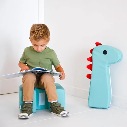 Miniatura 2 de Children's Factory Spike The Dino, Taburete de Espuma Aqua para Niños, Silla de Asiento Suave para Niños Pequeños para Guardería, Preescolar