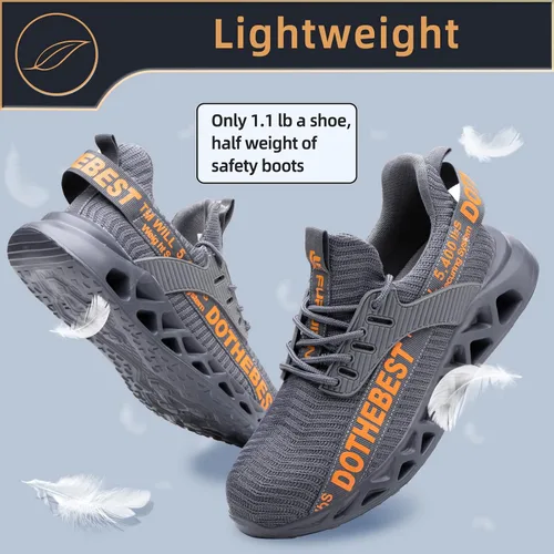 Miniatura 22 de Furuian - Tenis con punta de acero para hombres y mujeres, zapatos de seguridad ligeros, cómodos, a prueba de pinchazos, zapatos de trabajo