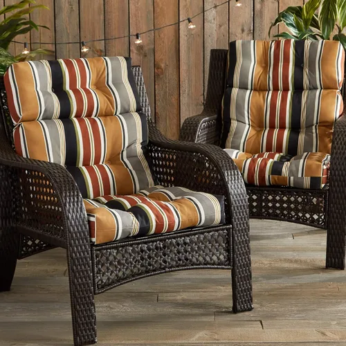 Miniatura 2 de South Pine Porch Cojín para silla de respaldo alto al aire libre (juego de 2), rayas de ladrillo