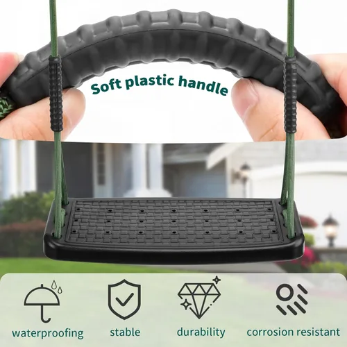 Miniatura 3 de Asiento de columpio resistente, columpio de árbol con cuerda ajustable y correas antideslizantes para árbol, accesorios para patio trasero, jardín