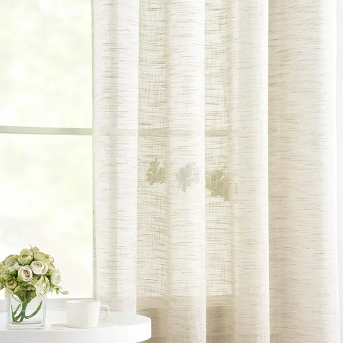 Miniatura 19 de Treatmentex Cortinas de Lino Semi Transparentes Naturales de 84 Pulgadas de Largo, Cortinas de Mezcla Country Falx para Sala de Estar, Casa