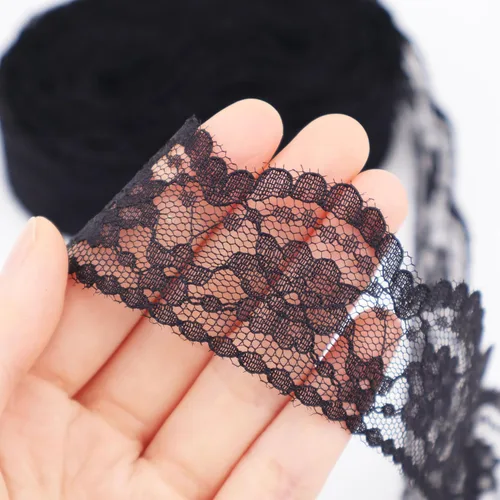 Miniatura 3 de Ribete de Encaje Negro Cinta de Encaje de Costura para Manualidades Decoración Nupcial de Boda, Ramo y Embalaje de Regalo (1.5 Pulgadas, 22 Yardas)