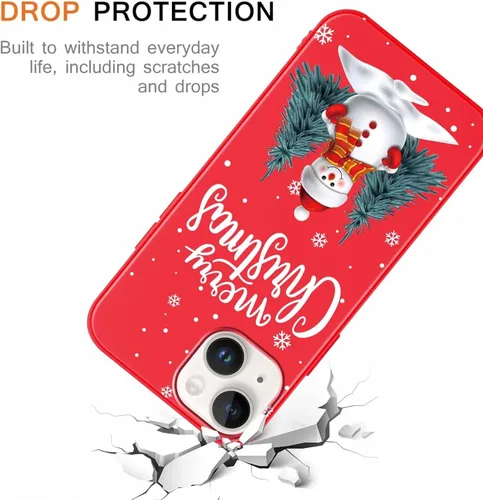 Miniatura 5 de Paquete de 2 bonitas fundas de Navidad para iPhone de 13/14 pulgadas, diseño de muñeco de nieve rojo, diseño de animales de Feliz Navidad, silicona