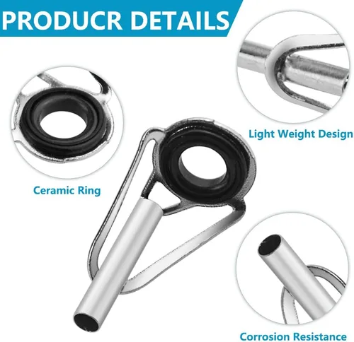 Miniatura 3 de WMYCONGCONG Kit de reparación de puntas de caña, 80 piezas, puntas de caña de pescar de repuesto, guías de anillo de cerámica, kit de reparación