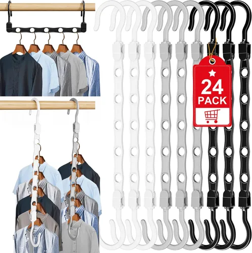 Miniatura 8 de Paquete de 8 perchas para ahorrar espacio, ahorro de espacio, almacenamiento inteligente de plástico, organizador de ropa y almacenamiento