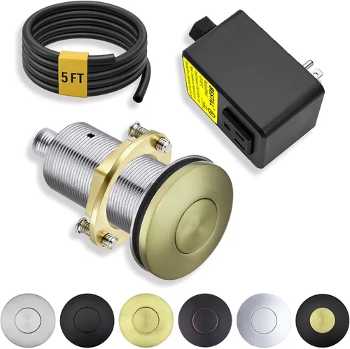 Miniatura 16 de Kit de interruptor de aire para eliminación de basura BESTILL - Certificado UL, botón de presión de 3.6" de largo en acero inoxidable con acabado